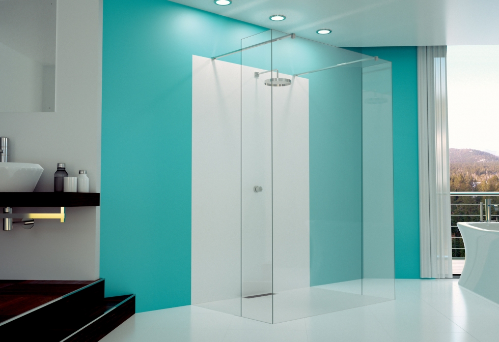 Glass By Merlyn Shower Panel with UV Bonded Return Panels